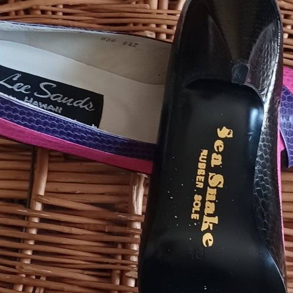 Vintage Lee Sands Geometric Snakeskin pumps size 6.5 - Picture 5 of 5